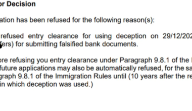 A typical example of a visa rejection