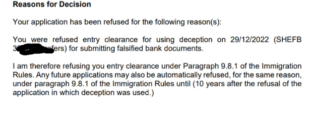 A typical example of a visa rejection